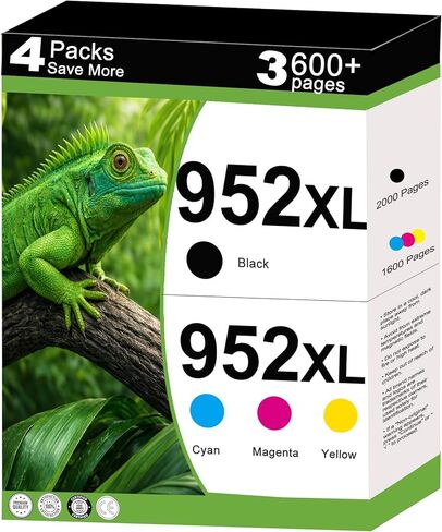 مجموعة خراطيش حبر 952XL بديلة لحبر HP 952XL 952 XL لطابعات OfficeJet Pro 8710 7740 8720 8725 8210 8715 8702 8740 7720 8730 8216 طابعات - 4 عبوات (سماوي أرجواني أصفر أسود) in Kuwait