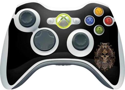 ملصق Skinit المخصص للألعاب متوافق مع وحدة التحكم اللاسلكية Xbox 360 - جمجمة وبومة سارة ريختر مرخصة رسميًا من تصميم سارة ريختر in Kuwait