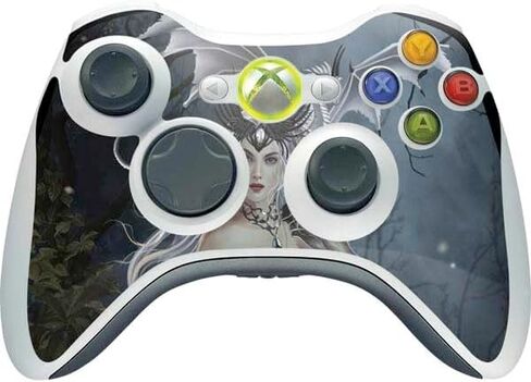 ملصق Skinit المخصص للألعاب متوافق مع وحدة التحكم اللاسلكية Xbox 360 - مرخص رسميًا من Nene Thomas Gothic Queen مع Silver Dragon من Nene Thomas Design in Kuwait