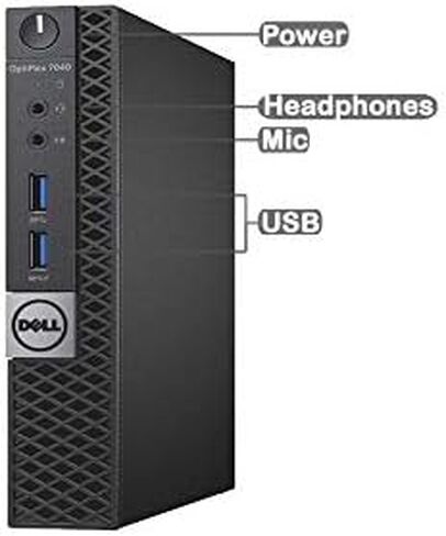 كمبيوتر سطح المكتب Dell OPTIPLEX 7040 الجيل السادس من Micro Business، Intel Quad Core i5 6500T حتى 3.1 جيجا هرتز، 16 جيجا DDR4، 1T SSD، WiFi، BT 4.0، USB 3.0، HDMI، DP، Win 11 64 بت يدعم EN/ES/FR(CI5) (متجدد) in Kuwait