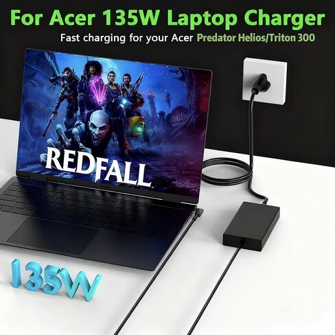 شاحن كمبيوتر محمول 135 واط متوافق مع شاحن Acer Nitro 5 7 N18C3 N18C4 AN515-51 AN515-52 AN515-53 AN515-54 AN517-51، بديل ADP-135KB T ADP-135NB B مزود الطاقة in Kuwait