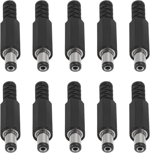 10pcs 5.5mm x 2.1mm DIY Male DC Power Plug Jack Solder Connector Adapter for Power Cable Repair in Saudi Arabia