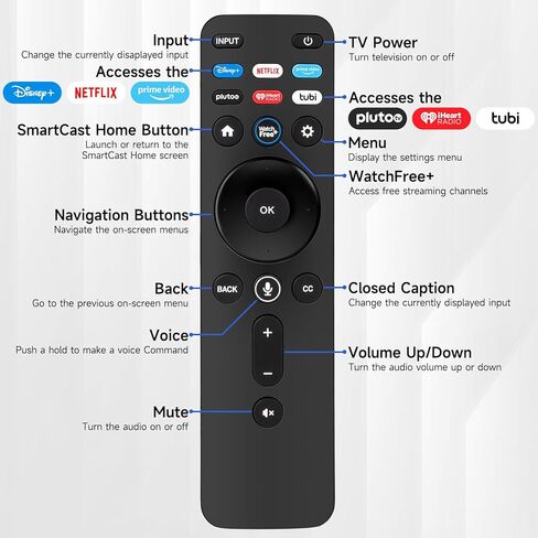 XRT260 جهاز تحكم عن بعد عالمي لتلفزيون Vizio الذكي بديل عن بعد يناسب Vizio V-Series، M-Series 4K HDR Smart TV مع صوت وNetflix، PrimeVideo، Disney، Tubi، Watchfree، Peacock، Crackle Keys in Saudi Arabia