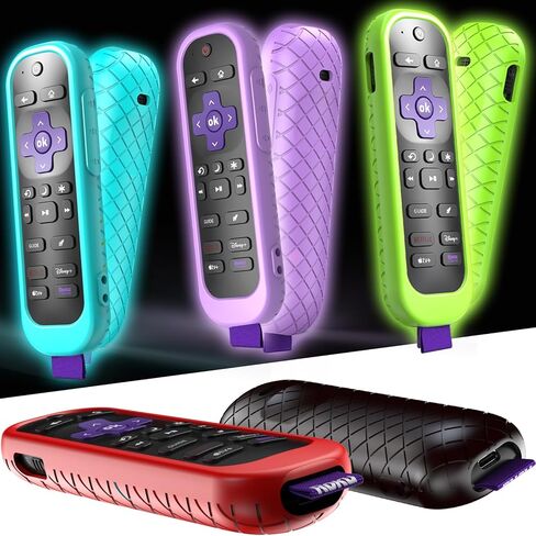 حافظة مكونة من 5 قطع لغطاء جهاز التحكم عن بعد Roku متوافق مع وحدة تحكم عصا التلفزيون Hisense وTCL، حافظة جلدية من السيليكون باللون الأزرق والأخضر والأرجواني والأحمر والأسود in Kuwait