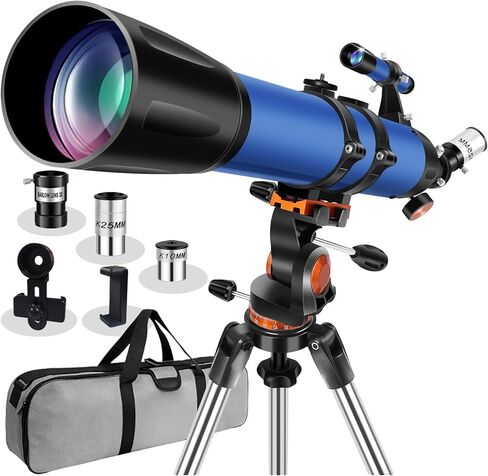 Telescope for Adults High Powered 90mm Aperture 800mm(32X-240X),Refractor Telescopes for Astronomy Beginners with AZ Mount Tripod,Phone Adapter,Carry Bag in Saudi Arabia