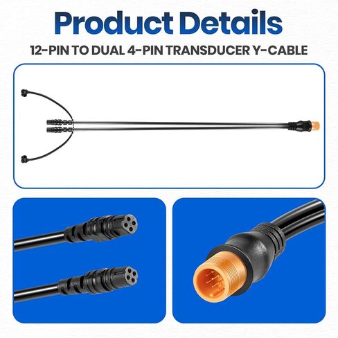 12-Pin إلى Dual 4-Pin محول Y-Cable 010-12234-05 لـ Garmin echoMAP 71sv/72sv/75sv، لـ Striker 7sv، لـ Striker Plus 7sv/9sv، لـ Striker Vivid 7sv/9sv Chartplotter أو Fish Finder in Kuwait