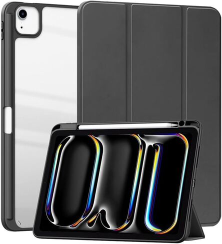 حافظة شفافة لجهاز iPad Pro مقاس 13 بوصة M5 2025 / M4 2024 مع حامل أقلام، غطاء واقٍ بحامل ذكي ثلاثي الطي مغناطيسي وغطاء خلفي صلب شفاف مع خاصية النوم التلقائي (رمادي فاتح) in Kuwait