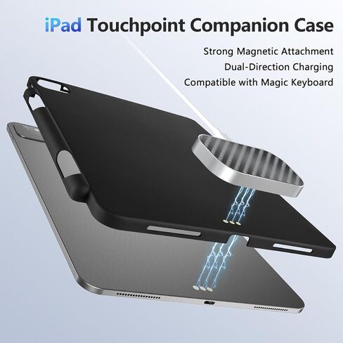 حافظة Pad Pro مقاس 12.9 بوصة، حافظة شحن مغناطيسية لاسلكية لجهاز iPad Pro 12.9 بوصة (الثالث/الرابع/الخامس/السادس) وiPad Air 13 (M2/M3) فقط، لوحة مفاتيح سحرية متوافقة تدعم Apple Pencil 2 in Kuwait