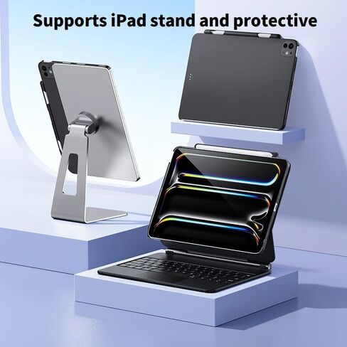 حافظة Pad Pro مقاس 12.9 بوصة، حافظة شحن مغناطيسية لاسلكية لجهاز iPad Pro 12.9 بوصة (الثالث/الرابع/الخامس/السادس) وiPad Air 13 (M2/M3) فقط، لوحة مفاتيح سحرية متوافقة تدعم Apple Pencil 2 in Kuwait