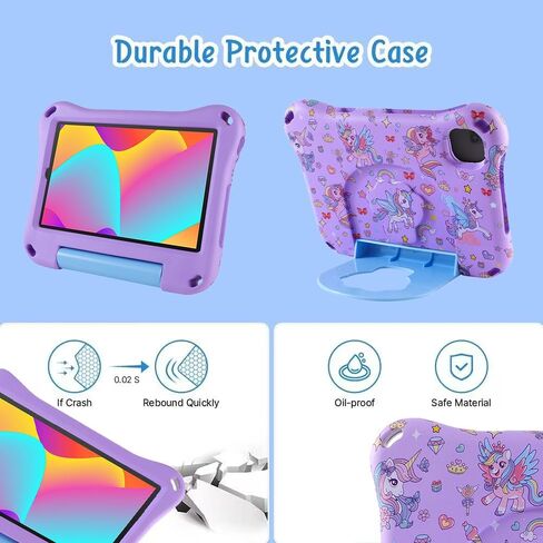 حافظة Unicorn REVVL Tab 2 5G 2025 مقاس 10.1 بوصة للأطفال والبنات الخفيفة EVA غطاء تابلت مناسب للأطفال مع مقبض ومسند للأطفال وغطاء كامل مقاوم للصدمات هدية للفتيات (DJS) in Kuwait