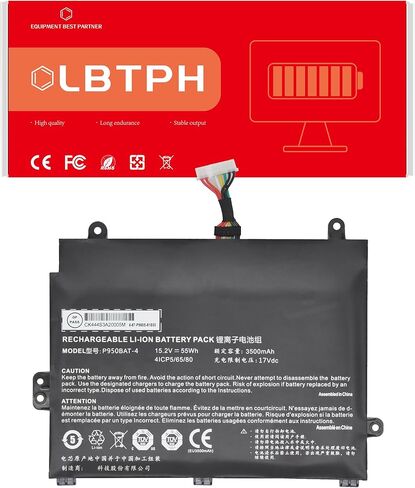 P950BAT-4 استبدال بطارية الكمبيوتر المحمول المتوافقة مع Clevo P950HP6 Sager NP8950 Series 6-87-p950s-52b01 15.2V 55Wh in Kuwait