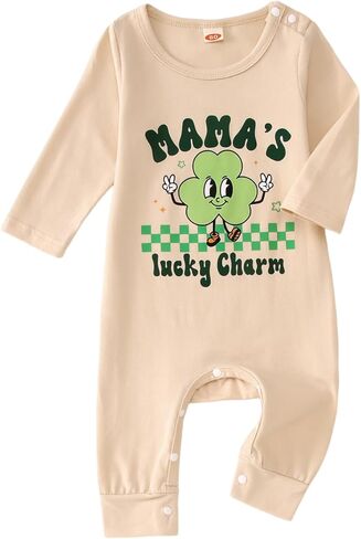 Infant Baby Boy Girl St Patricks Day Romper MAMA'S Lucky Charm Shirt Onesie Shamrock Bodysuit Irish Outfit Clothes in Saudi Arabia