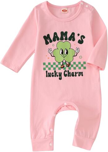 Infant Baby Boy Girl St Patricks Day Romper MAMA'S Lucky Charm Shirt Onesie Shamrock Bodysuit Irish Outfit Clothes in Saudi Arabia