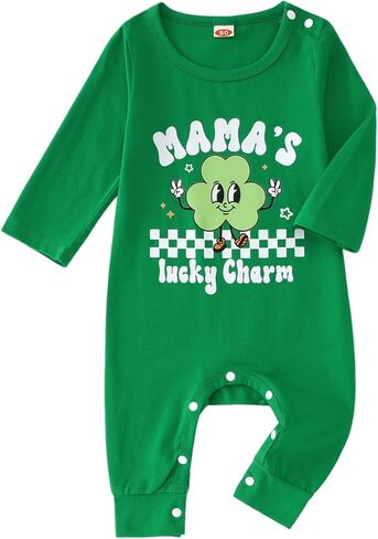 Infant Baby Boy Girl St Patricks Day Romper MAMA'S Lucky Charm Shirt Onesie Shamrock Bodysuit Irish Outfit Clothes in Saudi Arabia
