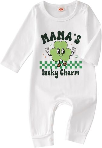 Infant Baby Boy Girl St Patricks Day Romper MAMA'S Lucky Charm Shirt Onesie Shamrock Bodysuit Irish Outfit Clothes in Saudi Arabia