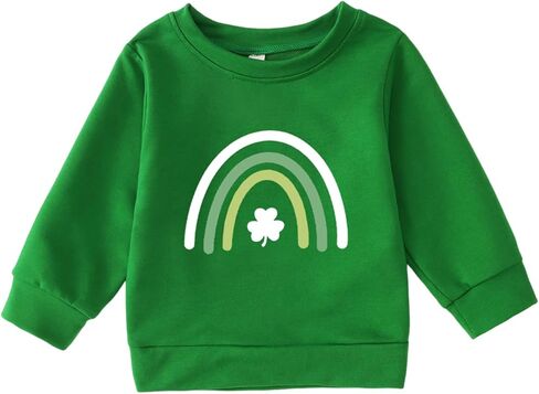 Toddler Baby Boy Girl St. Patricks Day Outfit Lucky Clover Shamrock Sweatshirt Long Sleeve Pullover Shirt Clothes in Kuwait
