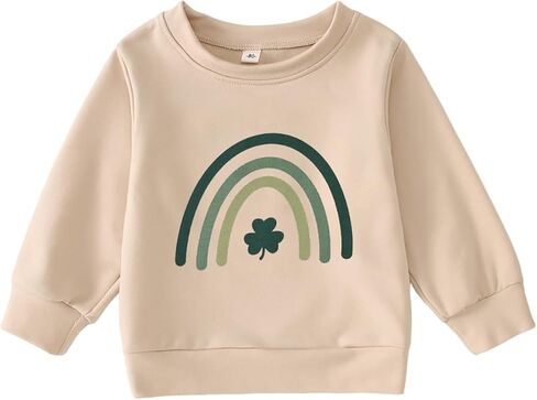 Toddler Baby Boy Girl St. Patricks Day Outfit Lucky Clover Shamrock Sweatshirt Long Sleeve Pullover Shirt Clothes in Kuwait