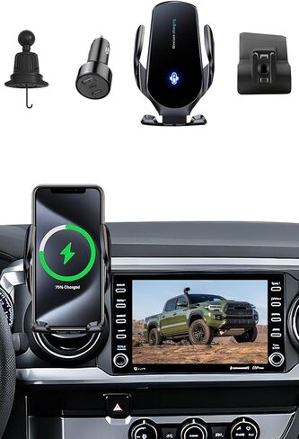 حامل هاتف لسيارتك، مناسب حسب الطلب لسيارة Toyota Tacoma 2016-2023، حامل هاتف كهربائي، شحن لاسلكي، جراب سميك متوافق، يناسب جميع الهواتف، ملحقات السيارة، لا يؤثر على فتحة التهوية in Kuwait