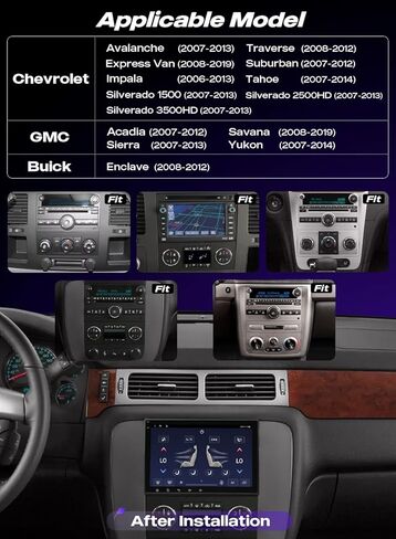 راديو سيارة Android 12 لسيارة Chevy Silverado/Tahoe & GMC Sierra/Yukon، 8 بوصات 1280×720P QLED تعمل باللمس ستيريو، 4+64 جيجابايت 8 النواة، CarPlay اللاسلكي/Android Auto، BT 5.0، 5G WiFi/4G LTE، التوصيل والتشغيل in Kuwait