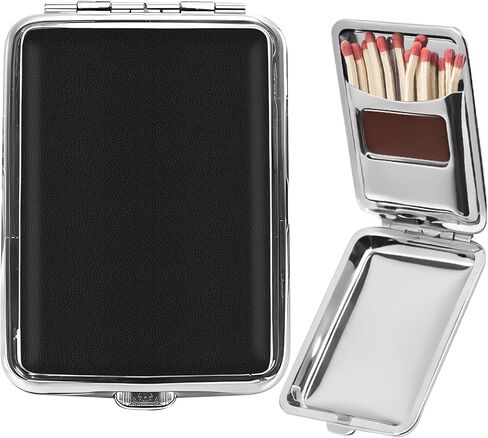 3Pcs Metal Match Box Case with Friction Plate, Portable Matchstick Holder Storage Case | Reusable One Button Stainless Steel Dampproof Fireplace Starter for Outdoor Camping in Saudi Arabia