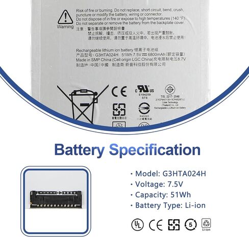 G3HTA023H G3HTA024H Keyboard Battery Compatible with Microsoft Surface Book 1 Model 1703 1704 1705 13.5-inch Keyboard G3HTA048H G3HTA021H (Not Fits for Book 1 Screen) in Saudi Arabia