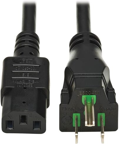 Tripp Lite Safe-IT Medical Hospital-Grade 5-15P to C13 Power Cord, Coiled Cable, Green Dot, 13 Amps 125 Volts, 16 AWG, 8 Feet / 2.4 Meters, Lifetime Limited Manufacturer's Warranty (P006AB-C08-HG) in Saudi Arabia