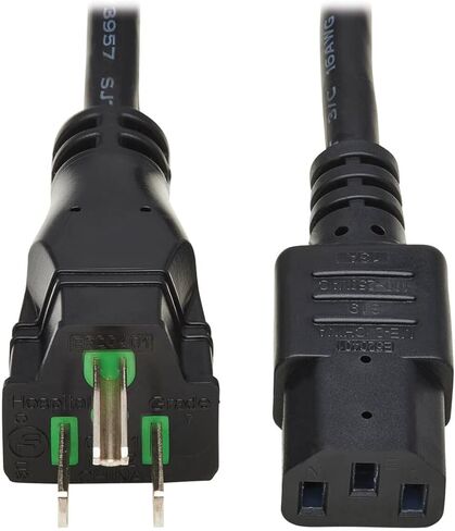 Tripp Lite Safe-IT Medical Hospital-Grade 5-15P to C13 Power Cord, Coiled Cable, Green Dot, 13 Amps 125 Volts, 16 AWG, 8 Feet / 2.4 Meters, Lifetime Limited Manufacturer's Warranty (P006AB-C08-HG) in Saudi Arabia