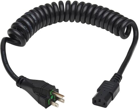 Tripp Lite Safe-IT Medical Hospital-Grade 5-15P to C13 Power Cord, Coiled Cable, Green Dot, 13 Amps 125 Volts, 16 AWG, 8 Feet / 2.4 Meters, Lifetime Limited Manufacturer's Warranty (P006AB-C08-HG) in Saudi Arabia