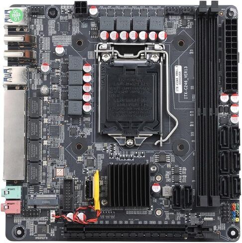 C246 NAS Motherboard i219 Gigabit LAN with 3*i226 2.5G LAN 2*DDR4 Slot 3*M.2 PCIE X16 Slot Support E-2100/2200(Used E-2124,Used D4 8G 2666x2) in Saudi Arabia