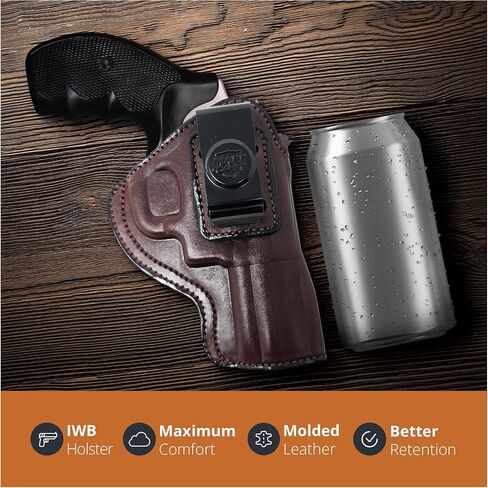 حافظة مسدس Iwb من الجلد الطبيعي لـ S&W 357 Magnum 3 "و 5 أو 6 مسدسات طلقة، 3" برميل - حافظة حمل جلدية مخفية - حافظات حمل Maxx in Kuwait