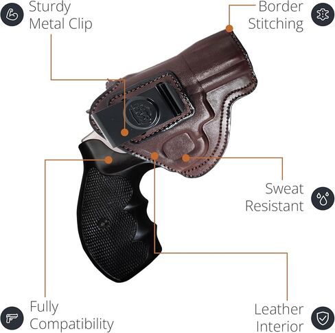 حافظة مسدس Iwb من الجلد الطبيعي لـ S&W 357 Magnum 3 "و 5 أو 6 مسدسات طلقة، 3" برميل - حافظة حمل جلدية مخفية - حافظات حمل Maxx in Kuwait