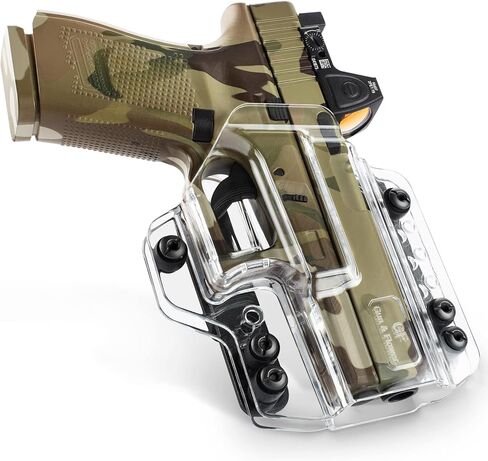 حافظة شفافة قابلة للتحويل من OWB&IWB، تناسب 5 بوصات 1911 | G19 G17 G22 G23 G31 G32 G45|G43 G43X|Sig P365, P365 XL,P365 SAS|Taurus G3C G2C PT111 PT140|S&W MP Shield 9mm/.40 M2.0, Adj. الاحتفاظ بارتفاع الركوب in Kuwait