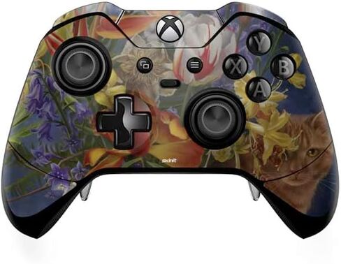 غلاف Skinit المخصص للألعاب المتوافق مع وحدة تحكم Xbox One Elite - مرخص رسميًا من Nene Thomas Tabby Cat مع زهور من Nene Thomas Design in Saudi Arabia