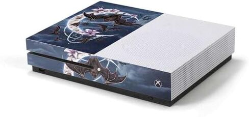 ملصق Skinit المخصص للألعاب متوافق مع وحدة تحكم Xbox One S - مرخص رسميًا من Sarah Richter Gothic Moon مع الخفافيش والزهور من تصميم Sarah Richter in Saudi Arabia