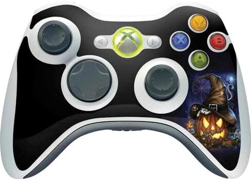 Skinit Decal Gaming Skin Compatible with Xbox 360 Wireless Controller - Officially Licensed Sarah Richter Halloween Cat and Jack O Lantern Pumpkin by Sarah Richter Design in Saudi Arabia