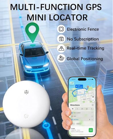 GPS Tracker Device for Vehicles, Non Detectable GPS Tracker for Car with Real-Time Tracking, Hidden Car Tracker Device, No Monthly Fee, No SIM, Vehicle Tracker for Cars, Kids, Pets (White) in Kuwait