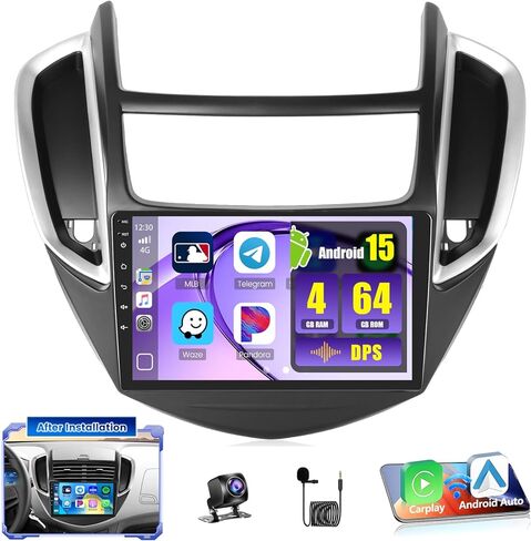 [DSP 4+64G] Android 15 Car Stereo for Chevrolet Chevy Trax 2014-2016, Hikity 9'' IPS Touchscreen Trax Radio Wireless Carplay Android Auto Bluetooth Mirror Link GPS 5G WiFi SWC FM/RDS/32EQ Backup Cam in Saudi Arabia