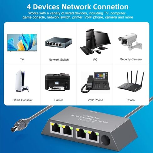 لمحول Starlink Gen3/Mini Ethernet مع 4 منافذ RJ45، منافذ متعددة لمحول Starlink Ethernet مع شبكة خارجية سلكية in Kuwait