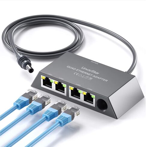 محول إيثرنت مع 4 منافذ RJ45 لـ Starlink Gen3/Mini، منافذ متعددة مع شبكة خارجية سلكية، قم بتوصيل أي جهاز مجهز بـ RJ45 تقريبًا - أجهزة التوجيه وأجهزة الكمبيوتر المحمولة وأجهزة الكمبيوتر المكتبية وأجهزة التلفزيون الذكية والطابعات in Kuwait