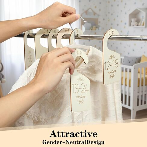 TIESOME 7 Pcs Baby Closet Size Dividers, Wooden Double-Sided Baby Clothes Separators for Closet for Newborn to 24 Months, Easy to Read Size Tabs for Nursery Closets Organization, Cute Hanger Decor in Saudi Arabia