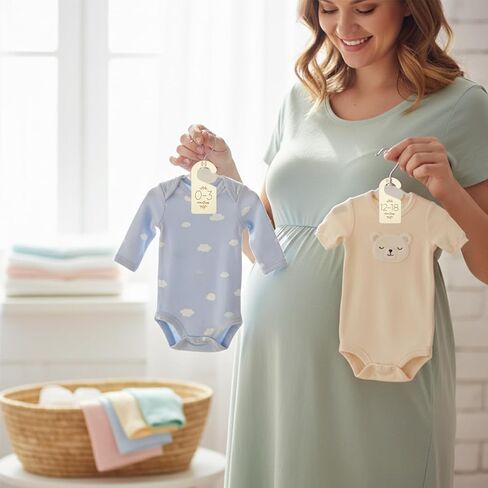 TIESOME 7 Pcs Baby Closet Size Dividers, Wooden Double-Sided Baby Clothes Separators for Closet for Newborn to 24 Months, Easy to Read Size Tabs for Nursery Closets Organization, Cute Hanger Decor in Saudi Arabia