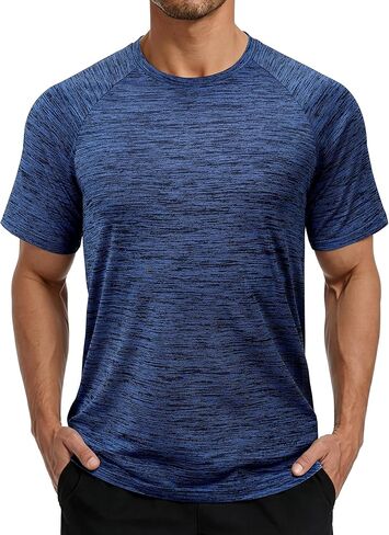 MAGCOMSEN Men's Short Sleeve Moisture Wicking Shirts Athletic Running Workout T-Shirts Performance Breathable Tshirt in Saudi Arabia