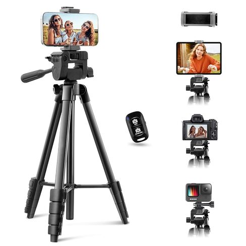 64" Phone&Tablet Tripod, Aureday Cell Phone Tripod for iPhone with Wireless Remote and Phone Holder, Extendable iPad Tripod Stand for Video Recording/Makeup/Live Streaming in Saudi Arabia