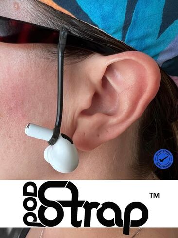 PodSTRAP™ – Silicone Strap Accessory for Securing Wireless Earbuds, Black – Manufactured in The USA –Patents Pending in Saudi Arabia