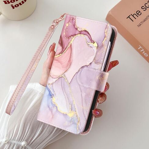 for Samsung S23 Plus Case,Samsung Galaxy S23 Plus Case Wallet,Marble Rose Gold PU Leather Magnetic Closure Kickstand Shockproof PC Bumper Card Holder Fullbody Protective Flip S23 Plus Case,6.6" in Saudi Arabia