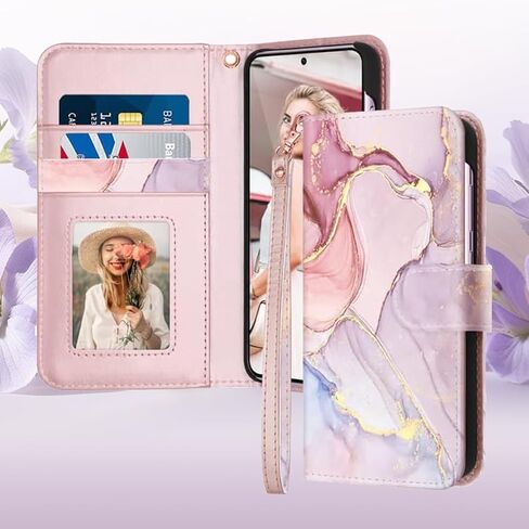 for Samsung S23 Plus Case,Samsung Galaxy S23 Plus Case Wallet,Marble Rose Gold PU Leather Magnetic Closure Kickstand Shockproof PC Bumper Card Holder Fullbody Protective Flip S23 Plus Case,6.6" in Saudi Arabia