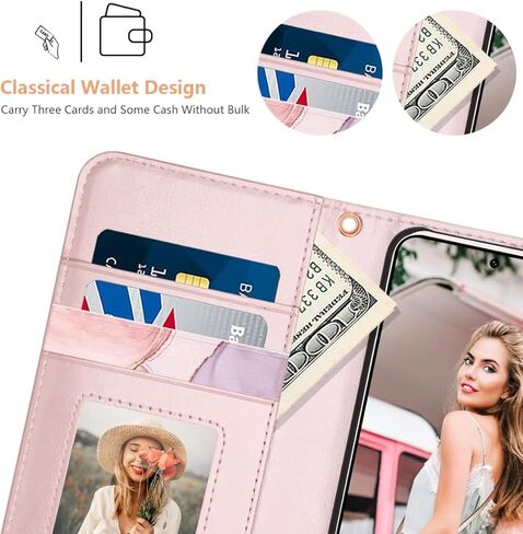 for Samsung S23 Plus Case,Samsung Galaxy S23 Plus Case Wallet,Marble Rose Gold PU Leather Magnetic Closure Kickstand Shockproof PC Bumper Card Holder Fullbody Protective Flip S23 Plus Case,6.6" in Saudi Arabia
