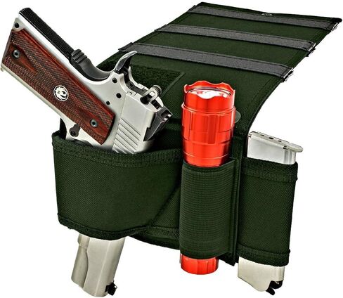 Adjustable Bed Gun Holster with Flashlight Loop & Magazine Holder - Fits All Medium to Large Frame Semi-Autos and Revolvers in Saudi Arabia
