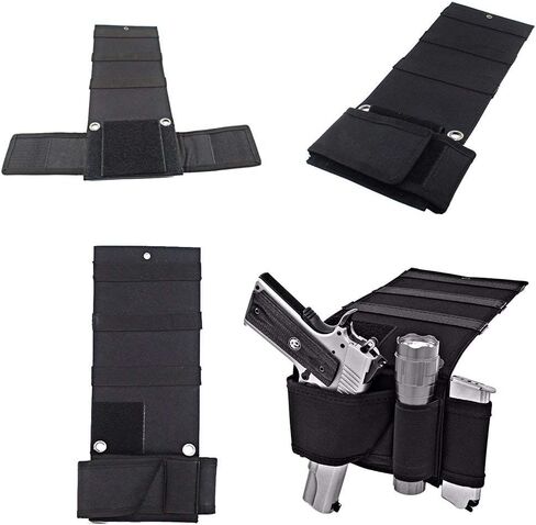 Adjustable Bed Gun Holster with Flashlight Loop & Magazine Holder - Fits All Medium to Large Frame Semi-Autos and Revolvers in Saudi Arabia