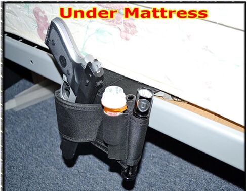 Adjustable Bed Gun Holster with Flashlight Loop & Magazine Holder - Fits All Medium to Large Frame Semi-Autos and Revolvers in Saudi Arabia